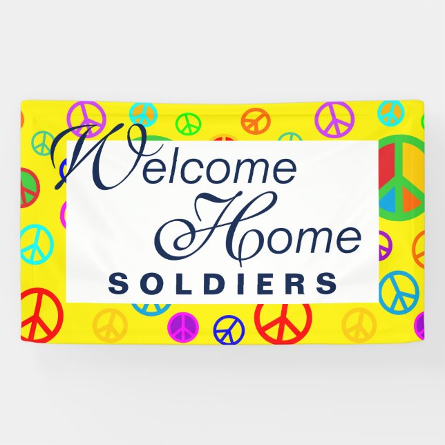 PEACE - Flat pattern multicolored + your backgr. Banner (Horizontal)