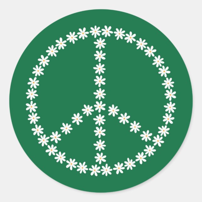Peace Floral Classic Round Sticker (Front)