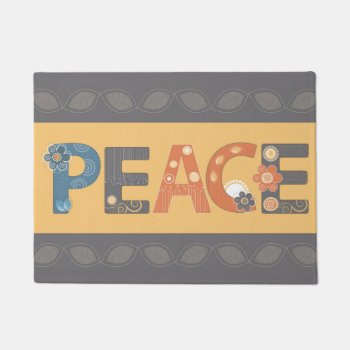 Peace Floral Design Doormat by EveStock at Zazzle