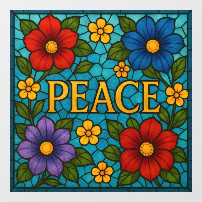 Peace Floral Stained Glass Window Cling (Sheet)
