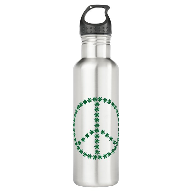 Peace Floral Stainless Steel Water Bottle (Front)