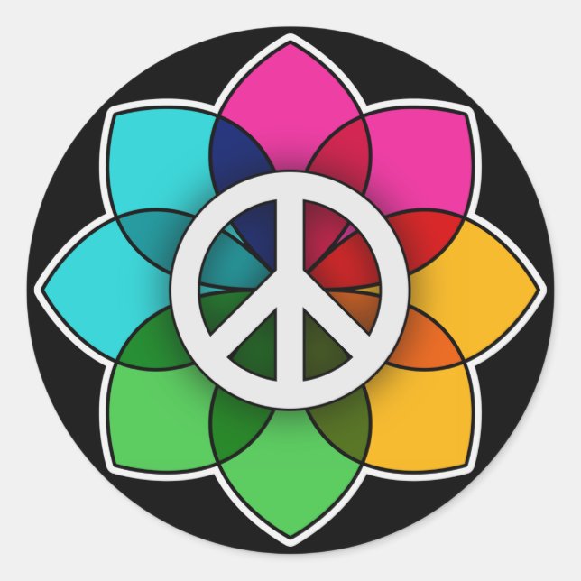 Peace Flower Classic Round Sticker (Front)