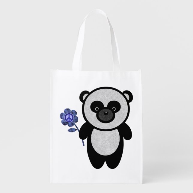 Peace Flower Panda  Grocery Bag (Front)