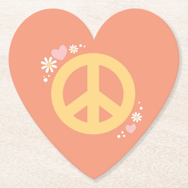Peace Flower Power Love Party Coaster 60's Groovy (Front)
