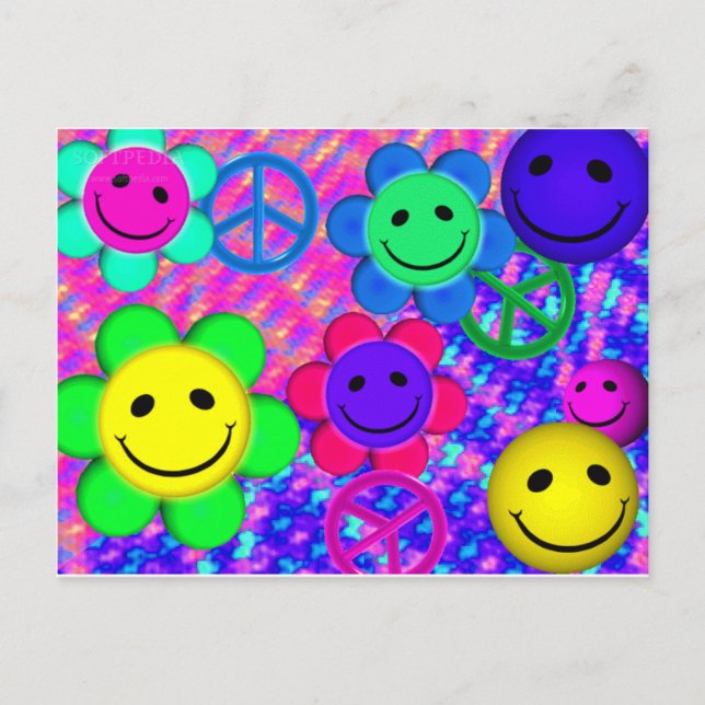 Peace Flower Smilies Postcard (Front)