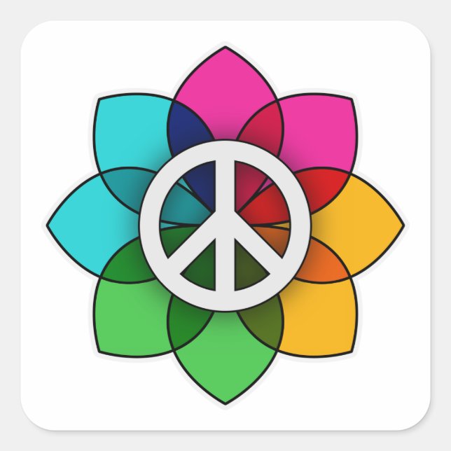 Peace Flower Square Sticker (Front)
