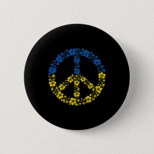 Peace Flower Ukraine  I Stand With Ukraine Flag  Button