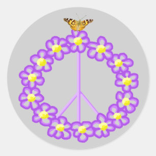 Peace Flowers Butterfly Sticker