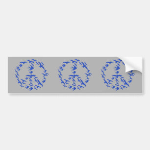 Peace Flying Birds Blue on Gray Bumper Sticker