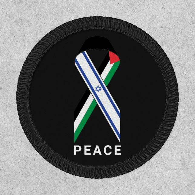 Peace for Israel and Palestine flag ribbon black Patch (Front)