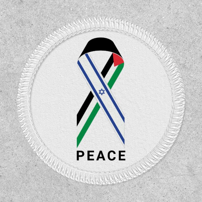 Peace for Israel and Palestine flag ribbon white Patch (Front)