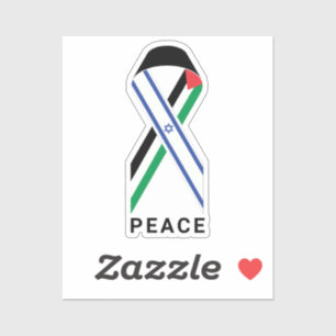 Peace for Israel and Palestine flag ribbon white Sticker