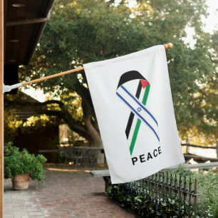 Peace for Israel and Palestine ribbon white House Flag