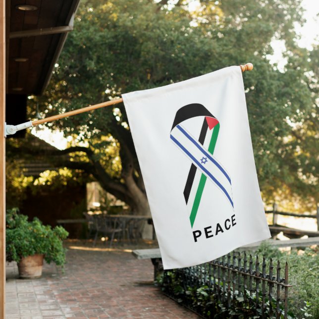 Peace for Israel and Palestine ribbon white House Flag (In SItu)