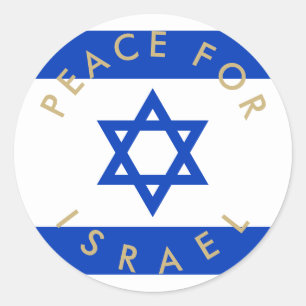 Peace for Israel flag custom text Classic Round Sticker