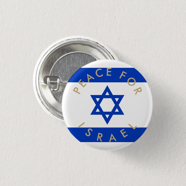 Peace for Israel gold custom text and Israel flag Button (Front & Back)