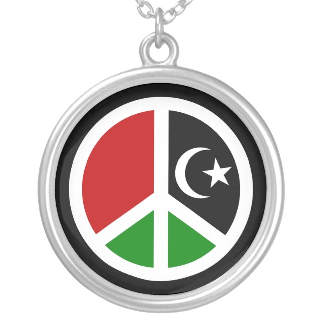 Peace for Libya Silver Plated Necklace (Front)