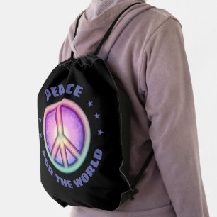 Peace for the World ☮ Drawstring Backpack