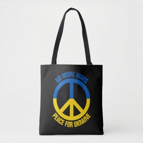 Peace for Ukraine Blue Yellow Flag Colors Black Tote Bag