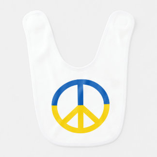 Peace for Ukraine Blue Yellow Flag Colors Symbol Baby Bib