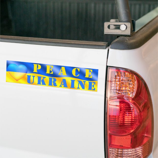 Peace For Ukraine Bumper Sticker Ukrainian Flag (On Truck)