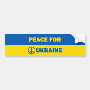 Peace For Ukraine Colors Text Flag Bumper Sticker