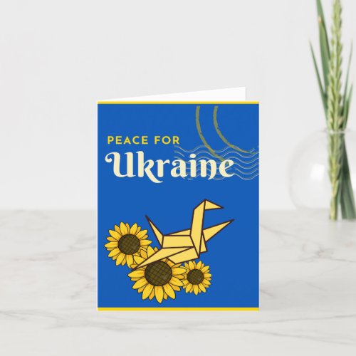 Peace for Ukraine Crane  Sunflower Blue Greeting  Card