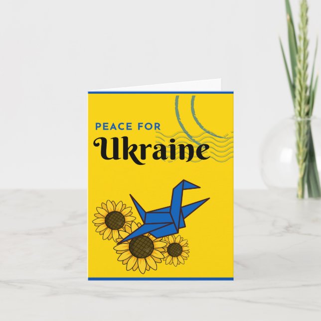 Peace for Ukraine- Crane & Sunflower Yellow Card (Front)