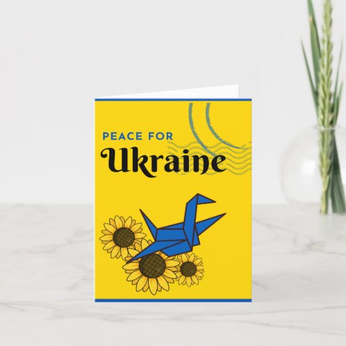 Peace for Ukraine_ Crane  Sunflower Yellow Card