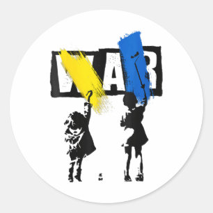 Peace For Ukraine End War Dove Symbol Ukrainian Fl Classic Round Sticker