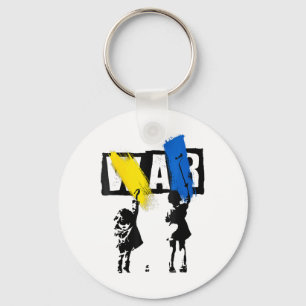 Peace For Ukraine End War Dove Symbol Ukrainian Fl Keychain
