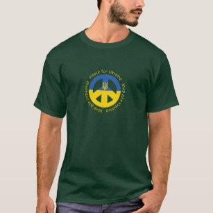 Peace for Ukraine in English Ukrainian and Russian T-Shirt