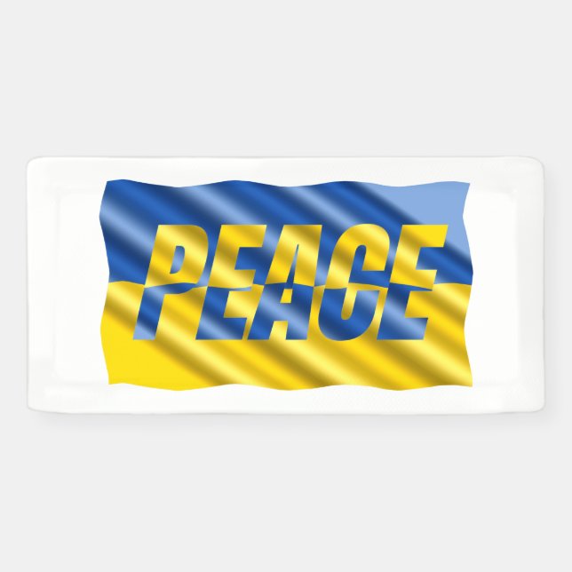 PEACE for Ukraine PEACE over Ukrainian Flag No War Banner (Horizontal)