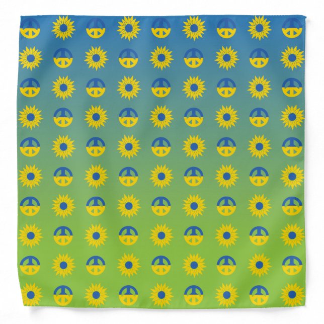 Peace for Ukraine Peace Symbol and Sunflower Bandana (Front)