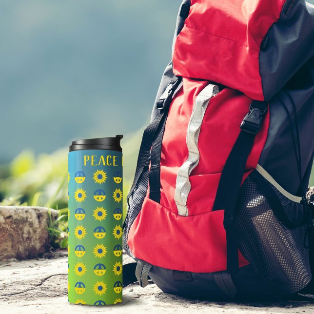 Peace for Ukraine Peace Symbol and Sunflower Thermal Tumbler (Creator Uploaded)