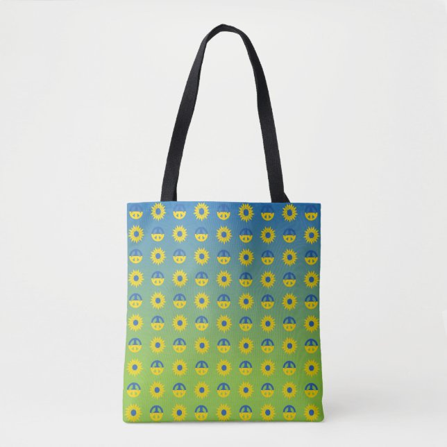 Peace for Ukraine Peace Symbol and Sunflower Tote Bag (Front)
