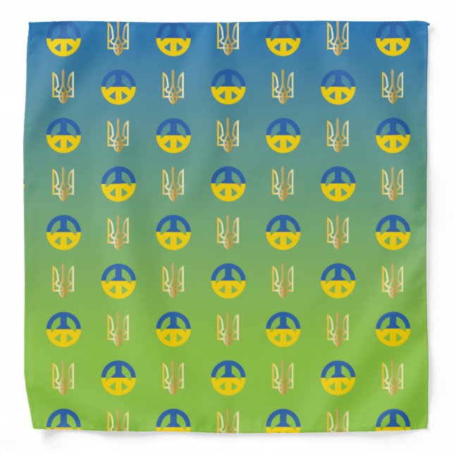 Peace for Ukraine Peace Symbol and Trident Bandana (Front)