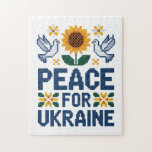 Peace for Ukraine Pixel Folk Art Jigsaw Puzzle