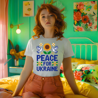 Peace for Ukraine Pixel Folk Art T-Shirt