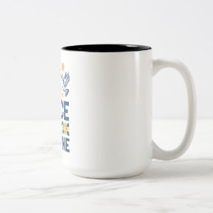 Peace for Ukraine Pixel Folk Art Two-Tone Coffee Mug