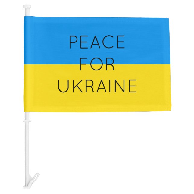 Peace For Ukraine Simple  Blue & Yellow Ukrainian Car Flag (Front)