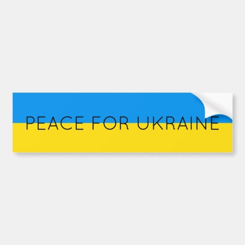    Peace For Ukraine Simple Minimal Ukrainian Flag Bumper Sticker
