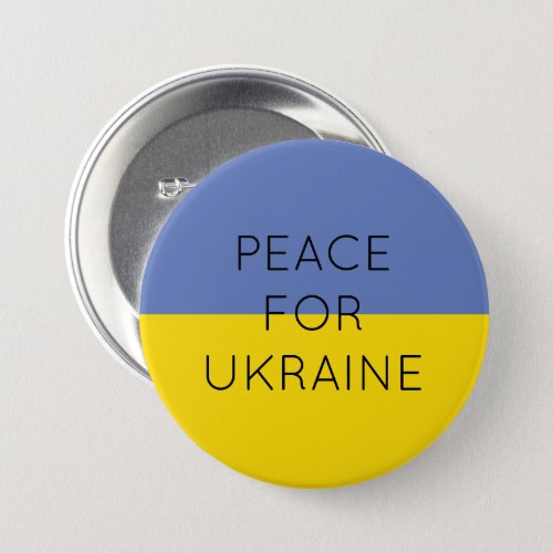    Peace For Ukraine Simple Minimal Ukrainian Flag Button