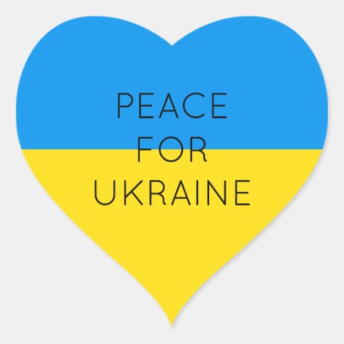    Peace For Ukraine Simple Minimal Ukrainian Flag Heart Sticker