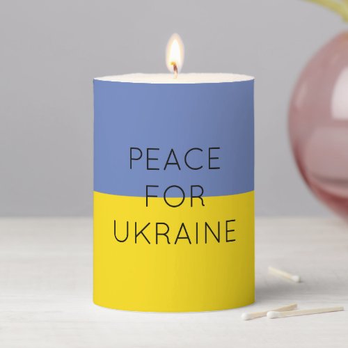    Peace For Ukraine Simple Minimal Ukrainian Flag Pillar Candle