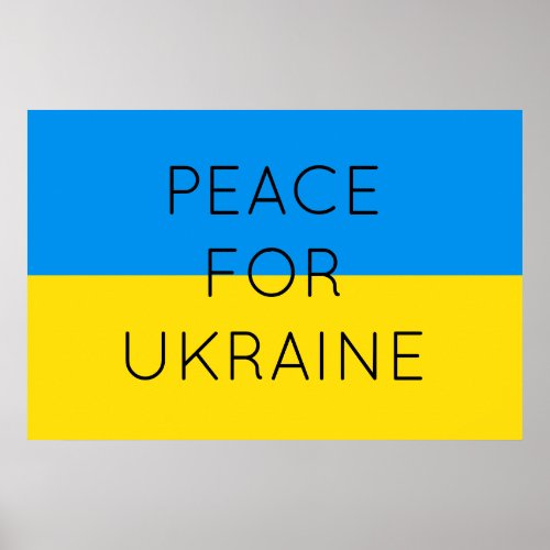    Peace For Ukraine Simple Minimal Ukrainian Flag Poster