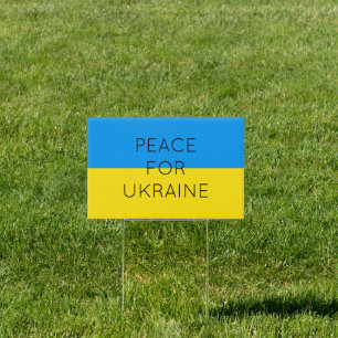 Peace For Ukraine Simple Minimal Ukrainian Flag Sign