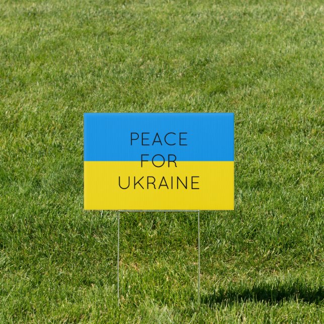    Peace For Ukraine Simple Minimal Ukrainian Flag Sign (Insitu)