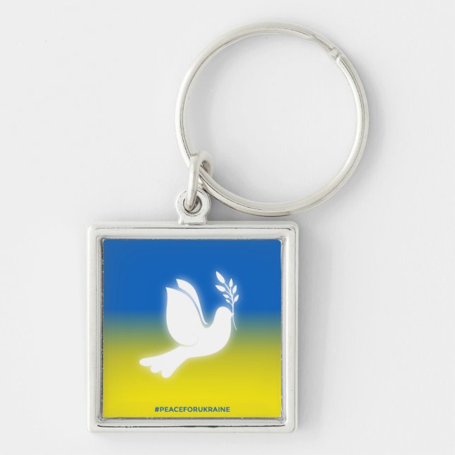 Peace for Ukraine Square Keychain (Front)