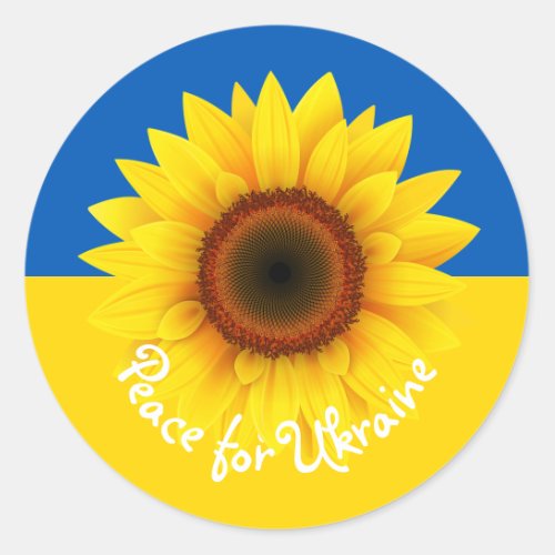Peace for Ukraine Sunflower Flag Yellow  Blue Classic Round Sticker